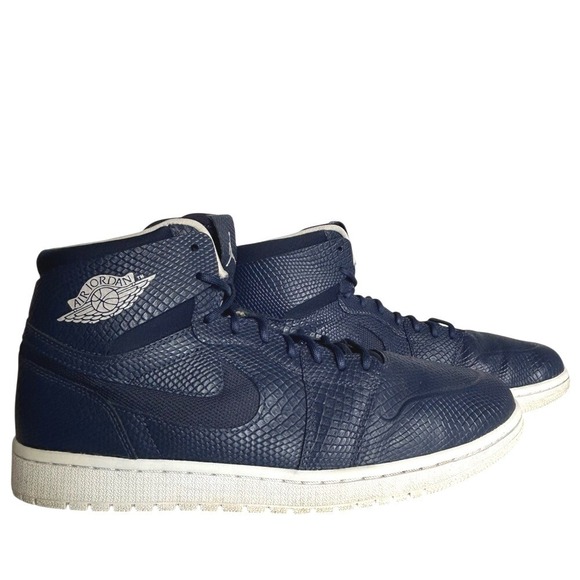 Nike Air Jordan 1 High Nouveau Navy Snakeskin 819176-407 2016 Shoes Size 11.5 - Picture 4 of 13